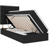 vidaXL Letto a castello con contenitore LED vidaXL con materasso, nero, 90 x 200 cm, tessuto