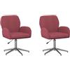 vidaXL Sedie girevoli, 2 pezzi, 54 x 58 x 90 cm, bordeaux, rivestite in tessuto