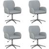 vidaXL, sedie da ufficio, 4 pezzi, 54 x 58 x 90 cm, grigio chiaro, rivestite in tessuto