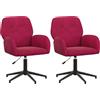 vidaXL, sedie da ufficio, 2 pezzi, 54 x 55 x 90 cm, colore bordeaux, rivestimento in velluto