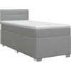 vidaXL Letto a molle con materasso grigio chiaro 80 x 200 cm in tessuto