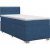 vidaXL Letto a molle con materasso e testata blu 90 x 190 cm in tessuto