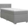vidaXL Letto a molle con materasso grigio chiaro 90 x 200 cm in tessuto