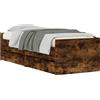 vidaXL Telaio del letto vidaXL con spazio contenitore, legno di quercia affumicato, legno massello di pino