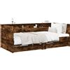 vidaXL Letto a giorno con cassetti, legno impiallacciato in rovere affumicato