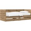 vidaXL Letto a giorno con cassetti, artigianato, impiallacciatura di quercia, legno composito