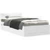 vidaXL Strutture letto con cassetti, 2 pezzi, bianco, materiale plastico