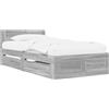 vidaXL Strutture letto con cassetti, 2 pezzi, grigio Sonoma, materiale plastico simile al legno