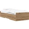 vidaXL Letto matrimoniale con contenitore, struttura in legno massello di quercia, 80 x 200 cm, marca vidaXL