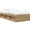 vidaXL Letto matrimoniale con contenitore, struttura in legno massello di quercia, 80 x 200 cm, marca vidaXL