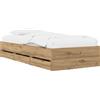 vidaXL Letto matrimoniale con contenitore, artigianato, legno di quercia, materiale composito