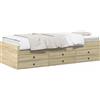 vidaXL Struttura letto con contenitore in rovere Sonoma 80 x 200 cm in materiale derivato dal legno