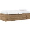 vidaXL Letto matrimoniale con contenitore, struttura in legno massello di quercia, 80 x 200 cm, marca vidaXL