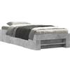 vidaXL Struttura letto con contenitore, grigio cemento, 80 x 200 cm, materiale a base di legno