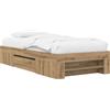 vidaXL Letto matrimoniale con contenitore, struttura in legno massello di quercia, 80 x 200 cm, marca vidaXL