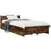 vidaXL Struttura letto con testiera, con ruote, in legno di quercia affumicato, 80 x 200 cm