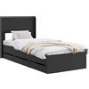 vidaXL Struttura letto con contenitore e testiera, nero, 75 x 190 cm