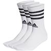 adidas 3-stripes Cushioned Crew Socks 3 Pairs, Calzini Unisex - Bambini e ragazzi, White/Black, S (Pacco da 3)
