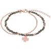 TOM TAILOR - Bracciale da Donna in Acciaio inox - Rosé - con Vetro - Ciondolo a Quadrifoglio - TT-B0017