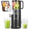 AAOBOSI AOBOSI Estrattore frutta e verdura, 126MM XXL Grande Canale di Alimentazione per Frutta e Verdura Intere - Capacità 1,5L, 200 W Slow juicer, Triplo Filtro, Nero