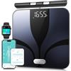 POSTURE Bilancia Pesapersone Digitale Percentuale di Grasso 8 Elettrodi, Piattaforma Grande, Analizza 28 Elementi della Composizione Corporea, BMI, Bilancia Intelligente da Bagno Sync App, 180 kg