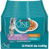 Purina One Sensitive Umido Gatto Pollo e Carote e Tonno e Carote 48 Buste da 85g