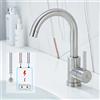 HOMELODY Rubinetto a bassa pressione per bagno/cucina, girevole a 360°, miscelatore monocomando per lavabo, miscelatore in acciaio inox