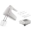 AEG AHM4W - Frullatore a mano, 5 velocità, funzione turbo per massime prestazioni, pulsante di espulsione, 2 fruste, 2 ganci per impastare, stazione accessori, lavabile in lavastoviglie, 500 Watt