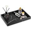 TABHOUKIT Vassoio Portaoggetti da Bagno Marmo Naturale Svuotatasche Ingresso Versatile Vassoio da Letto Decorazioni Vassoio Soggiorno Cucina Profumi Asciugamano Pianta Candele (Nero e Bianco, 30 x 20 x 3 cm)