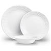 Corelle Set da tavola (12 pezzi, Bella Faenza), set da tavola per 4, include 4 piatti, piatti e ciotole, 3 volte più resistenti, metà dello spazio e del peso della ceramica, fino all'80% di vetro
