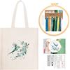 JSRQT Kit per Ricamo per Borsa in Tela, Colibrì Floreale Kit per Principianti di Punto Croce Stampa per Adulti, Lavoro a Ricamo Fatto a Mano Fai da Te con Strumenti, Istruzioni, Ago e Filo, Beige