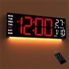 Mee 2ou Orologio Digitale da Parete Grande 16.5 con Luce Notturna, Auto Dimming, 2 Allarmi, 8 Colori RGB, Temperatura, Telecomando, 12/24H, da Parete o da Tavolo