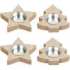 Aurasky Portacandele in Legno, 4 Pezzi Portalumini a Forma di Stella e Albero di Natale, Portacandele Natale, Decorazione da Tavolo, Feste, Regalo