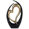 oliruim Statua decorativa a forma di cuore in ceramica, scultura nera con doppio cuore per la casa, centrotavola, San Valentino, matrimonio, oggetti decorativi per mensole, tavolino da caffè (alto