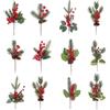 MWOOT 12 Pezzi Rami di Pino Artificiale Natalizio, Rami di Abete con Bacche Rosse Pigne Aghi di Pino, Rami di Natale Artificiali per Fai Da Te Ghirlanda Albero di Natale Feste Casa Decorazione