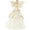 Festive Productions Puntale a Forma di Angelo in Tessuto, Oro/Crema, 24x13x8,6 cm