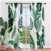 Hiseng 2 Pezzi Tende Voile Semi Trasparente, Decorativi Sheer Tenda per Soggiorno Camera Cameretta Balcone Finestra e Interni, Foglie Nordiche Pianta Leggera Tenda (140x275cm,Foglia di Banana)
