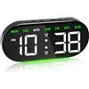 Indrnif Sveglia digitale con grande display a LED, orologio digitale con luce notturna, snooze, data, temperatura e giorno della settimana, luminosità regolabile, doppia sveglia 12/24H, per scrivania