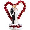 PartyDeco Statuina Coppia di Sposi con Cuore e Rose, Cake Topper
