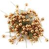 HERCHR 100 Pezzi Bacche Artificiali di Agrifoglio e Dorate, Natale Decorazione di Bacche, Bacche Decorative Natalizie Bacche di Agrifoglio Natalizio Oro Bacca di Natale Bacca Finta Fiore Fai da Te