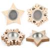 Aurasky Portacandele in Legno, 4 Pezzi Portalumini a Forma di Stella e Fiocco di Neve, Portacandele Natale, Ideale per Natale, Decorazione da Tavolo, Feste, Regalo