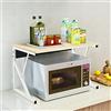 HUOLE Scaffalatura Mobile Scaffale Porta Microonde Struttura in Metallo con Ripiano in Legno MDF Organizer Mensola Porta Utensili Strumenti Cucina Design Moderno-54 * 35 * 34,5 cm: bianco