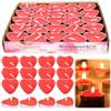RUNEAY Candele a Forma di Cuore 50 Pezzi, Rosse Romantiche Decorative San Valentino, Senza Fumo per Compleanno, Anniversari, Fidanzamento, Proposta, Sposami
