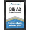 DisplayLager - Cornice a Scatto da 25 mm, Profilo in Alluminio e Disco di Protezione antiriflesso e Materiale di Fissaggio (A3, Nero)