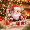 Ruiaqer Diamond Painting Natale Pendente, 5D Strass Diamond Art Painting Appendere Ornamenti, Christmas Pittura Diamante Pendente Kit per Porta Parete Finestra Hanging Decorazione (Red)