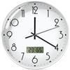 GOMETY Orologio da parete silenzioso, 30 cm, da cucina, con calendario, digitale, LCD, bianco, analogico, al quarzo, con calendario digitale e termometro, per soggiorno, camera da letto, ufficio