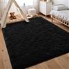 HOKXUAN Tappeto Peloso Soggiorno Salotto 200 x 180 cm Monocolore Design Lavabile Tappeto Peloso Soggiorno Tappeti Confortevole Tappetino per Soggiorno Corridoio Cameretta, Nero