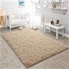 HOKXUAN Shaggy Tappeto per Soggiorno 110 x 200 cm Fondo Antiscivolo, Lavabile Tappeto Salotto Moderno a Pelo Corto Tappeti Confortevole Tappetino per Soggiorno e Camera da Letto, Beige