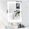 COSTWAY Specchio LED a Parete 70x50cm, Specchio da Bagno HD Antappannamento con 3 Luci Colori, Funzione Memoria Lettura di Tempo e Temperatura, Specchio rettangolare Intelligente IP44