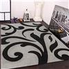 Paco Home Tappeto Di Design Orlo Lavorato Moderno Ondulato Nei Colori Grigio Nero, Dimensione:60x110 cm